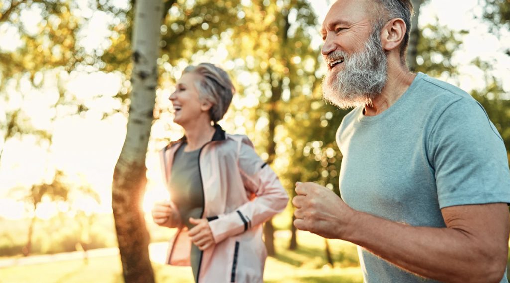 Older couple jogging